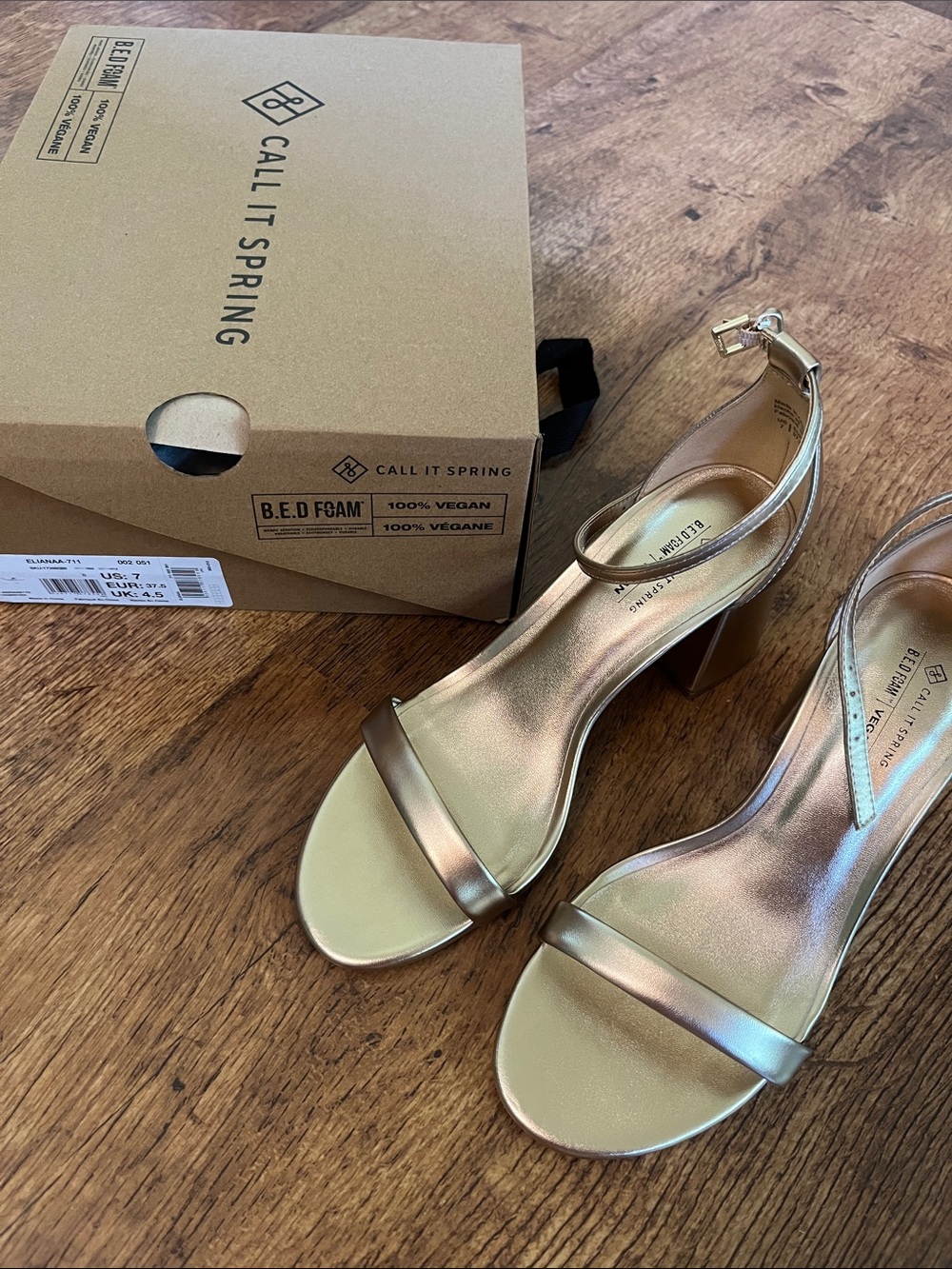 Call It Spring Gold Block Heel Sandals